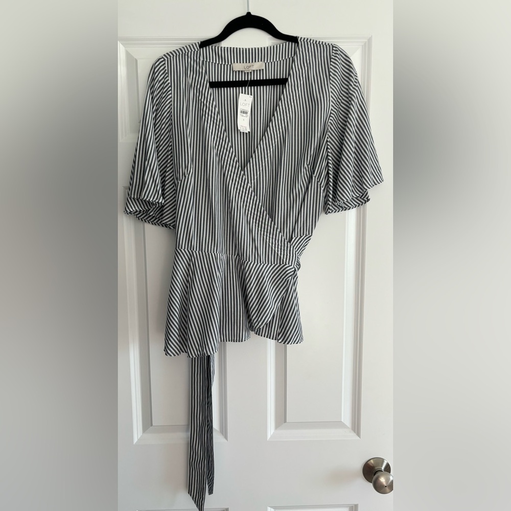 NWT- Loft striped wrap shirt size: small